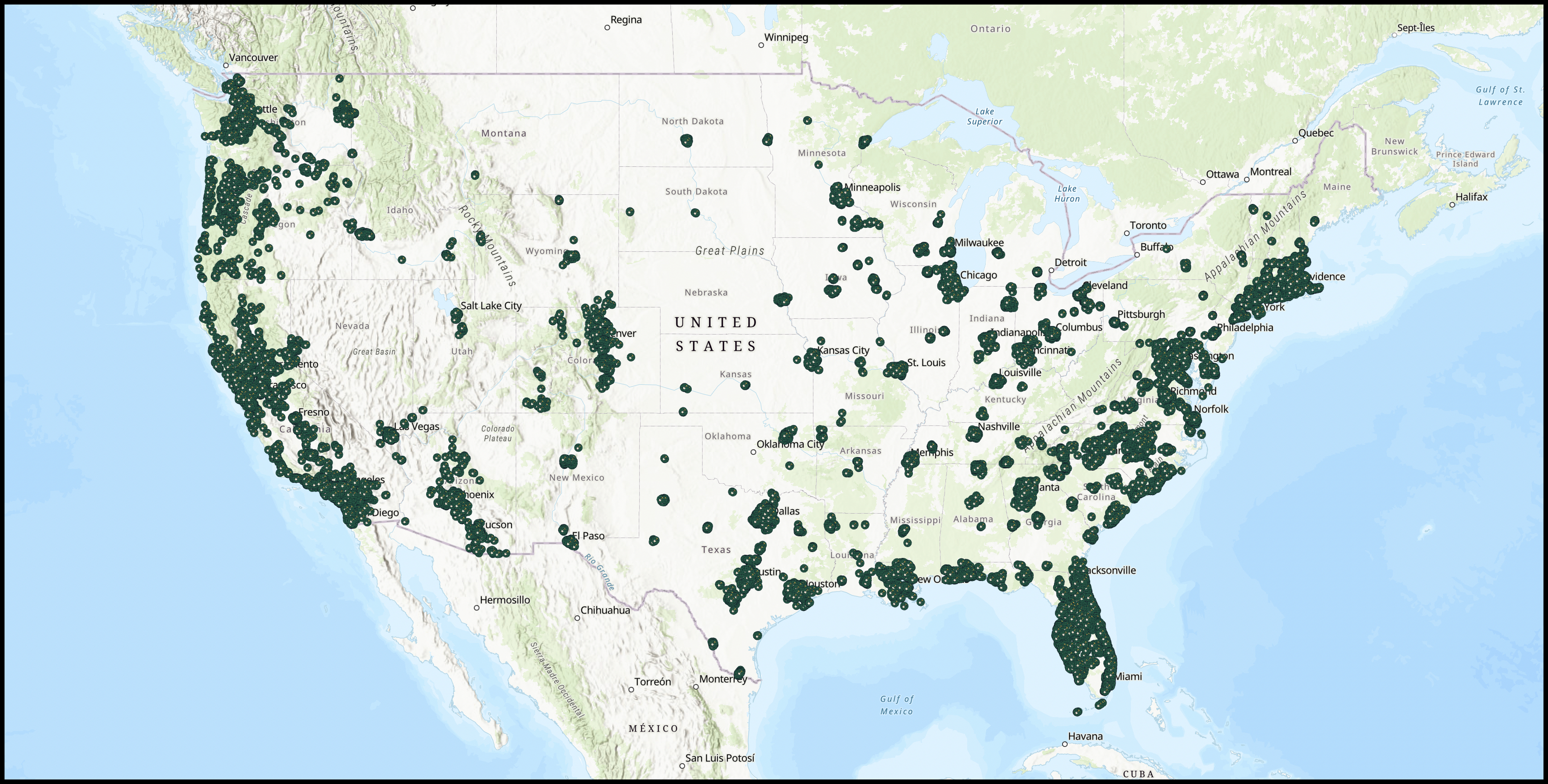 ArcGIS map showing building permits nationwide