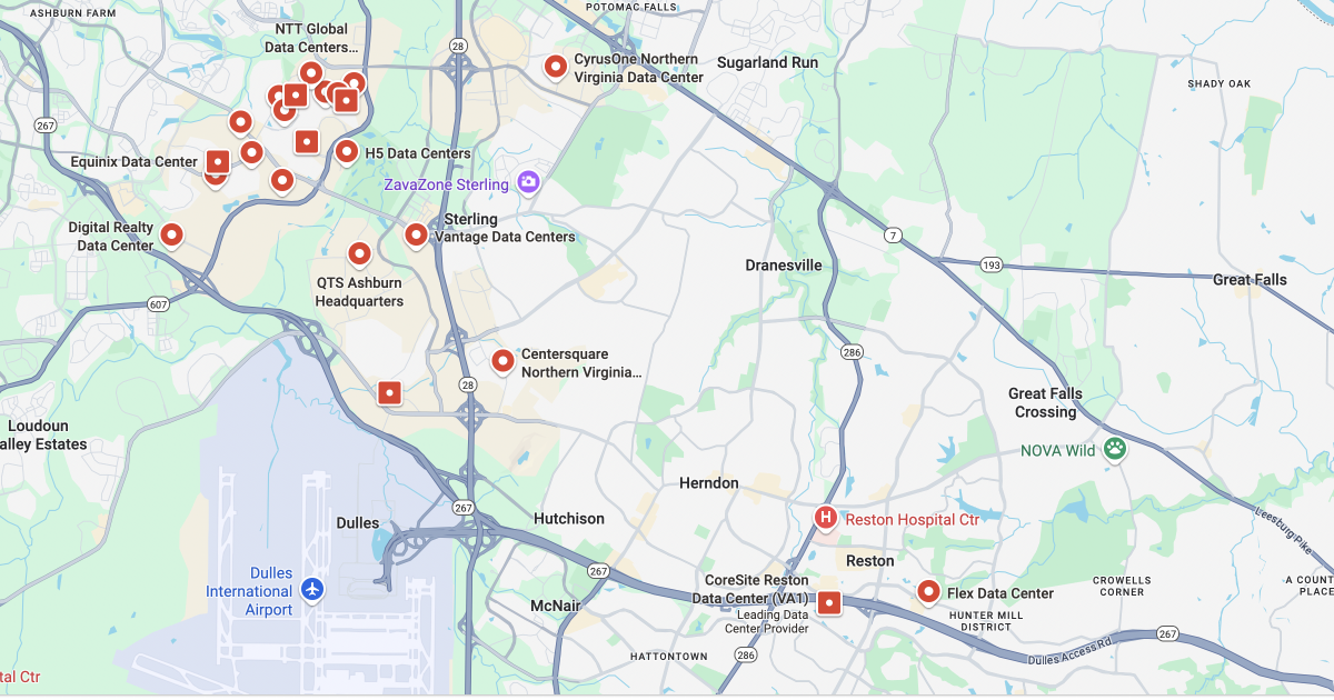Loudoun County Data Center Map