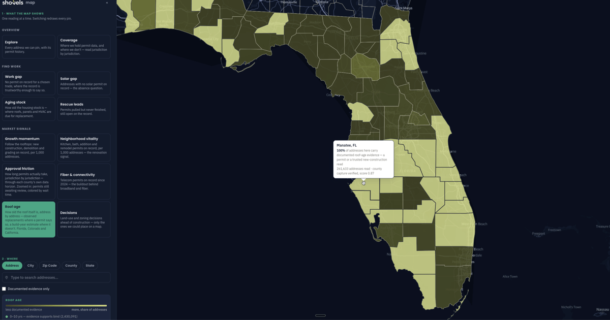 Roof replacement signal map