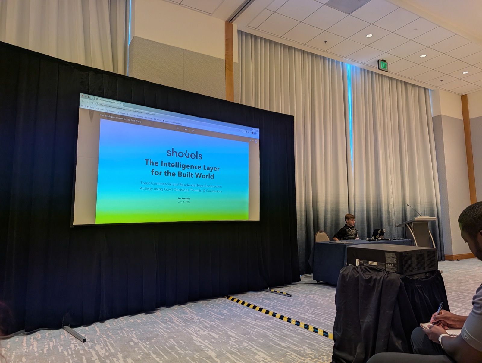 Ian Kennedy speaking at the Real Estate Special Interest Group session at the 2026 Esri User Conference