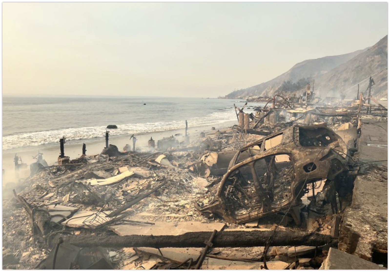 Image: Palisades fire wreckage along the coast. Source: www.fire.ca.gov