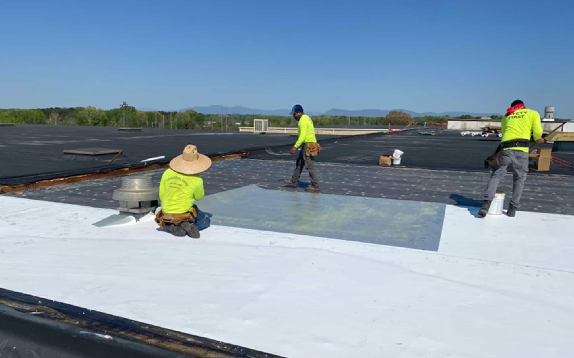 Image: commercial roofing installation in progress