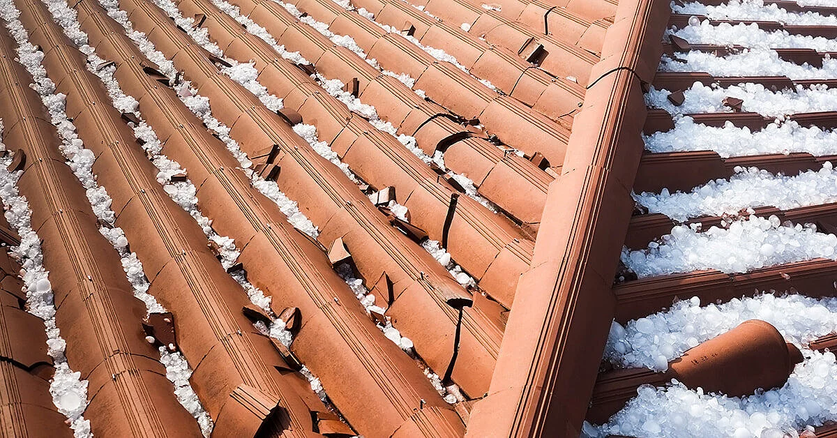 Image: roof damaged by hail