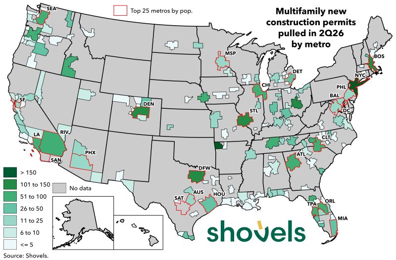 Multifamily project count and largest projects by metro